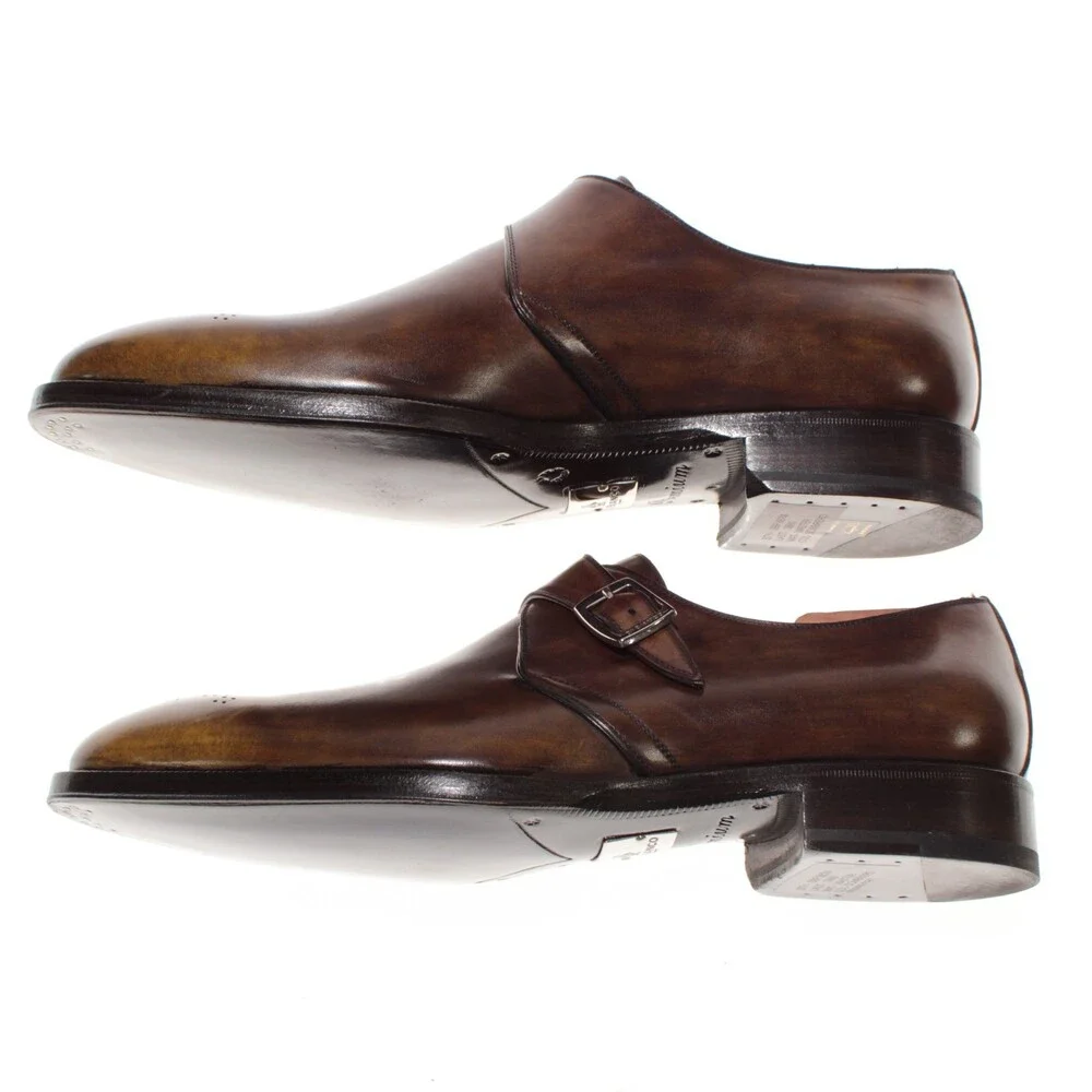 Di Bianco NWD Single Monk Strap Dress Shoes Size 9 US in Brown Leather